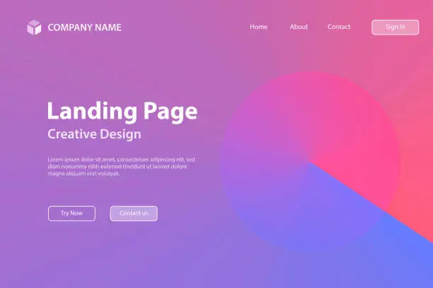 Vector illustration of Landing page Template - Abstract design with Purple gradient color - Trendy background