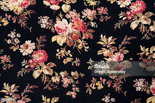 Antique Floral Fabric Sb40 Close Up Stock Photo - Download Image Now - Floral Pattern, Flower, Retro Style