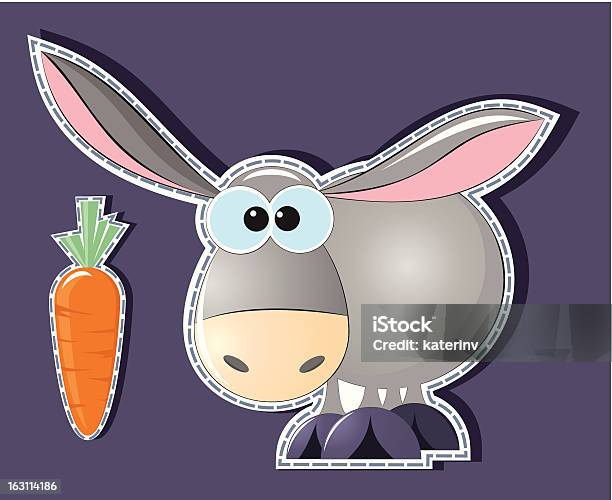 Donkey И Морковь — стоковая векторная графика и другие изображения на тему Векторная графика - Векторная графика, Веселье, Дикий осёл - лошадиные