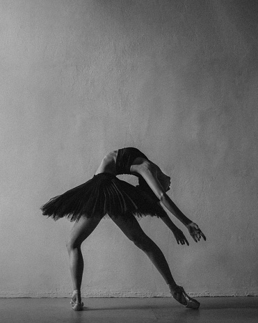 Beauty of ballet. Black and white photo