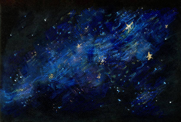Artistic starry sky background illustration material drawn with oil pastel.