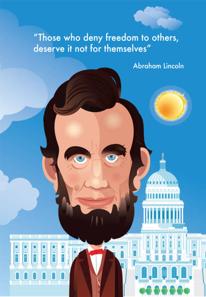 abraham lincoln zitate und porträt - lincoln memorial washington dc people abraham lincoln stock-grafiken, -clipart, -cartoons und -symbole