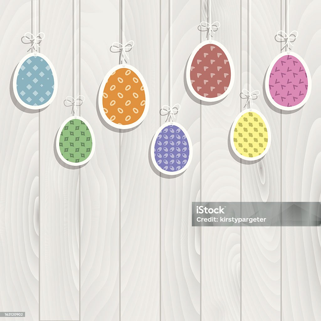 Easter egg background Cute Easter background with eggs hanging on a wooden background. Backgrounds stock vector