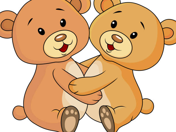 Cute Couple Bear Cartoon Stock Illustration - Download Image Now - Animal,  Bear, Bear Cub - iStock