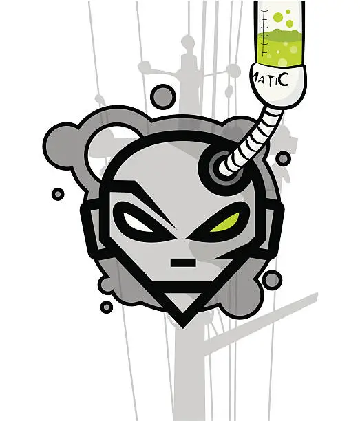 Vector illustration of electric head icon [ experiment ] green voodoo