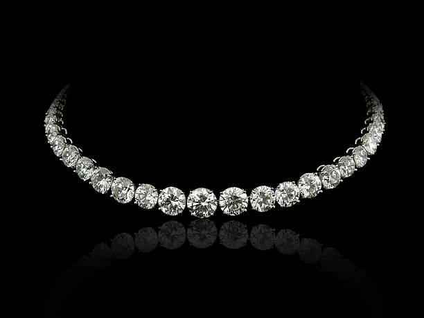 Round diamonds necklace A necklace in white gold with round diamonds diamond gemstone stock pictures, royalty-free photos & images