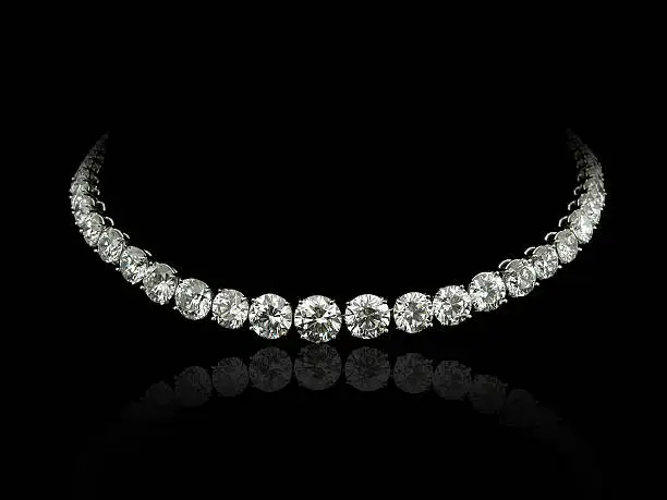 A necklace in white gold with round diamonds