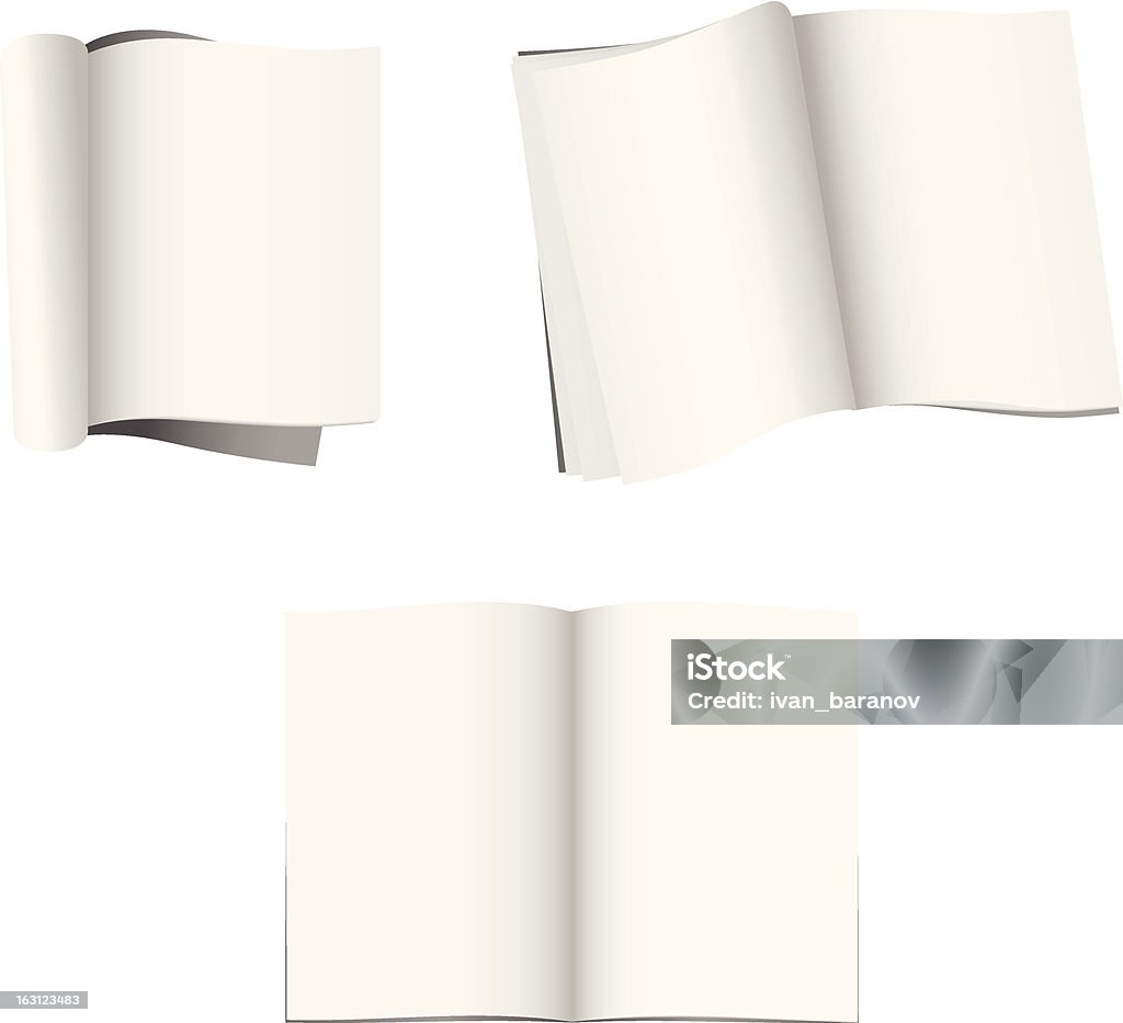 Набор из трех открытых журналы с пустыми страницами - Векторная графика Без людей роялти-фри