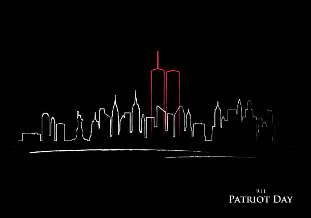 911 Patriot day background. New York skyline and Twin Towers with continuous drawing single line art. Patriot day vector banner. 911 Patriot day background. New York skyline and Twin Towers with continuous drawing single line art. Patriot day vector banner. september 11 stock illustrations