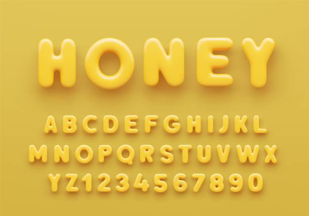 3D Yellow alphabet with numbers on a yellow background. 3D Yellow alphabet with numbers on a yellow background alphabet stock illustrations
