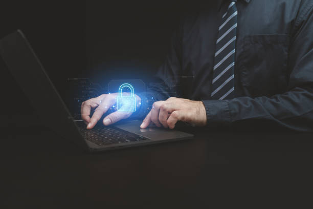 istock Individuals with data protection holograms in the system, encryption to protect sensitive data in computer systems using technology, access to databases by encryption. Data protection concept. 1631294750