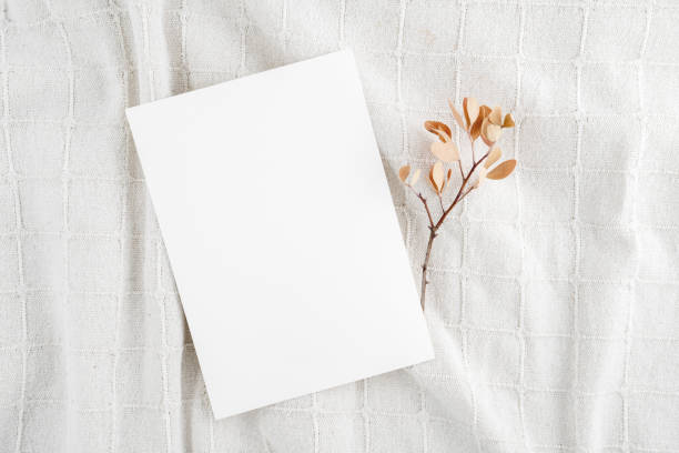 istock Empty Wedding invitation mockup on linen fabric background 1631295882