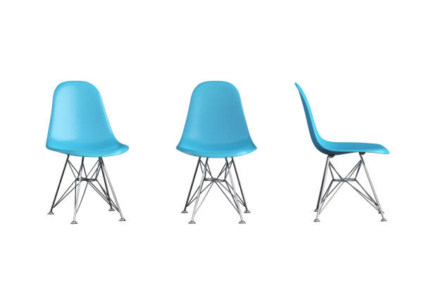 istock Modern blue plastic chair with chrome legs isolated on white background. 1631302667