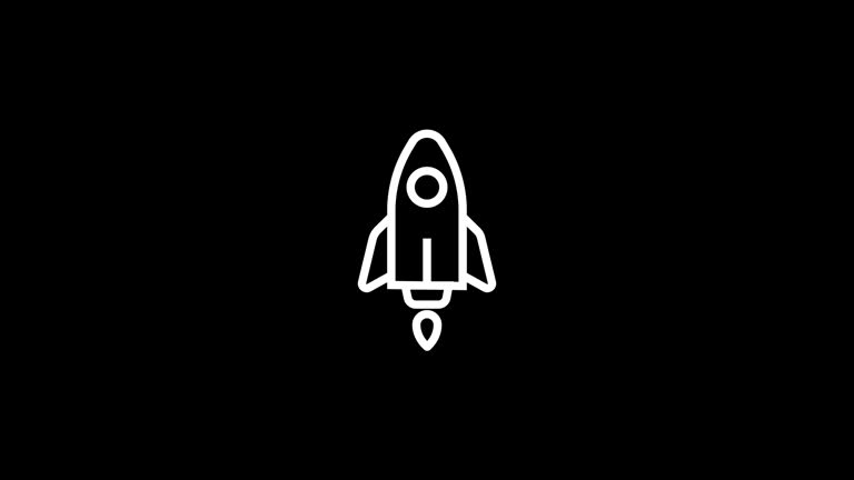 rocket line icon animation.4K video animation.