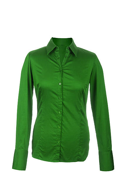 istock Hollow green blouse with long sleeves, isolated on white backgro 163132359