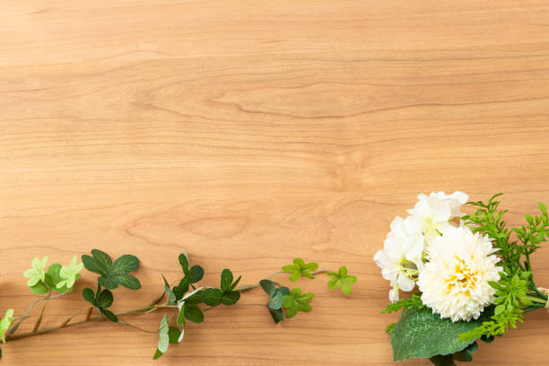 Bouquet on wood background.