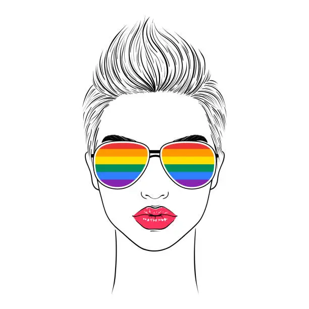 Vector illustration of Woman wearing glasses