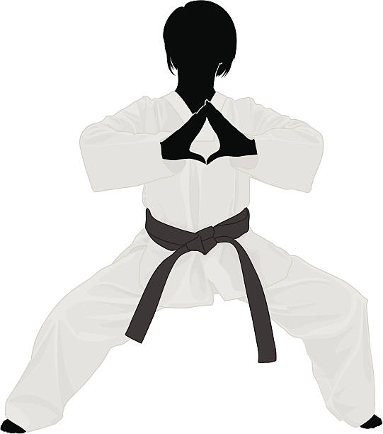 Korean vector art Martial artist training.   blackbelt stock illustrations