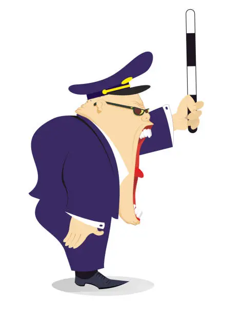 Vector illustration of Shouting traffic police