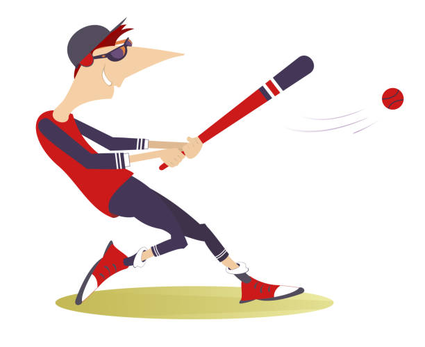 ilustrações de stock, clip art, desenhos animados e ícones de baseball batter hitting pitch - color image batting illustration technique adult