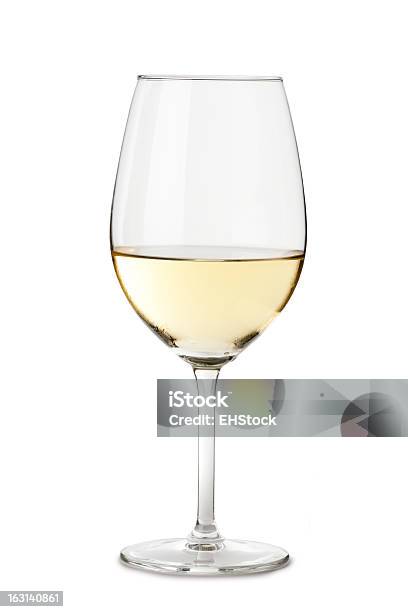 Chardonnay Wine Glass Isolated On White Background Stock Photo - Download Image Now - White Wine, Drinking Glass, Wineglass