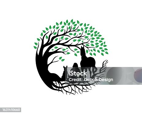 istock Circle Tree Human Dog and Horse Vector Design symbol 1631410660