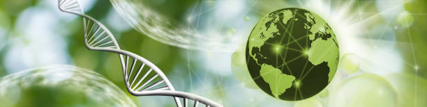 istock image of a globe and a stylized DNA chain on a green blurred background 1631455470
