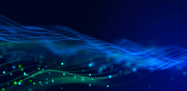 istock Abstract bright wave of glowing particles. The flow of musical sounds. Big data visualization. 3d rendering. 1631456012