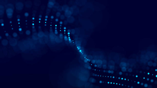 istock Futuristic pattern of dots smoothly moving in a wave. Abstract technology web banner. Background 3d grid. 3D rendering. 1631456014