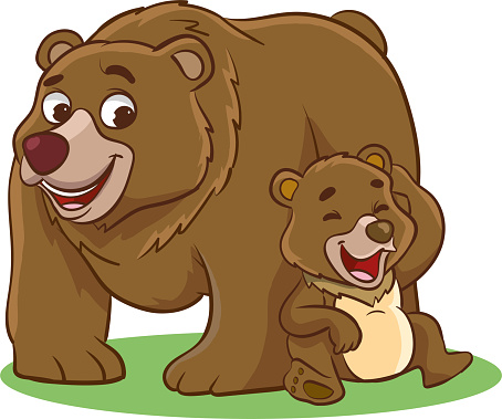 vector illustration of mother bear and baby bear