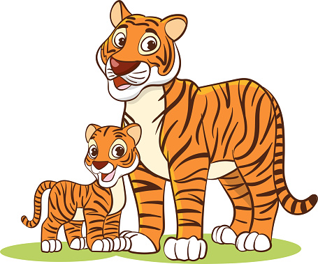 vector illustration of mother tiger and her baby