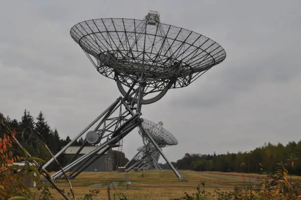 Radio telescopes near the village of Westerbork, The Netherlands.