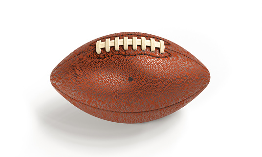 American leather football ball on a white background. 3d render