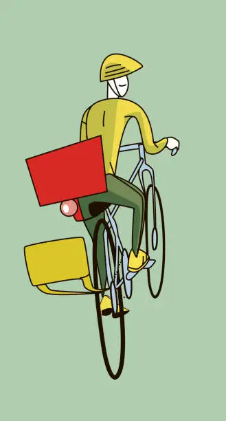 Vector illustration of view from the back of a cyclist