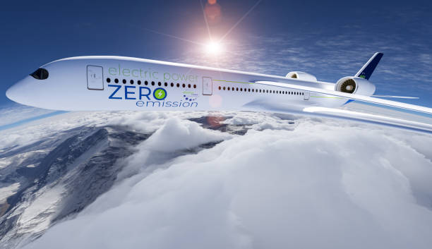 istock Blue Hydrogen filled H2 Aeroplane flying in the sky - future H2 energy concept. 1631552623