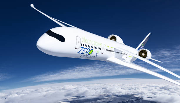 istock Blue Hydrogen filled H2 Aeroplane flying in the sky - future H2 energy concept. 1631552627
