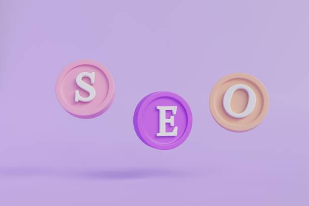 istock 3D SEO optimization for marketing social media website on laptop concept. seo interface on purple background. 3d icon rendering illustration 1631564032