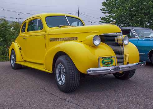Saint John, New Brunswick, Canada - August 10, 2013 : 1939 Chevrolet, local car show at Brett Motors, Saint John, NB.