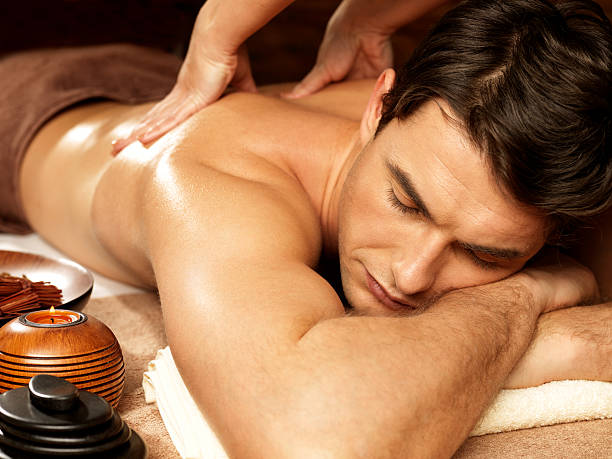 istock Man having back massage in the spa salon 163157890