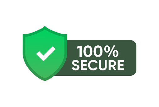 100% secure banner sign badge vector design