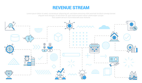 revenue streams concept with icon set template banner with modern blue color style vector illustration