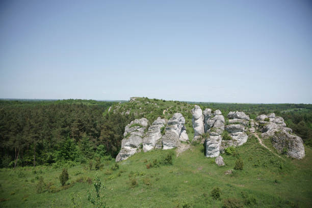 A landscape with stone sculpture