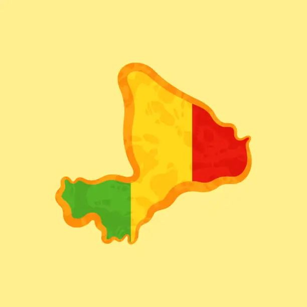 Vector illustration of Mali - Map colored with the flag