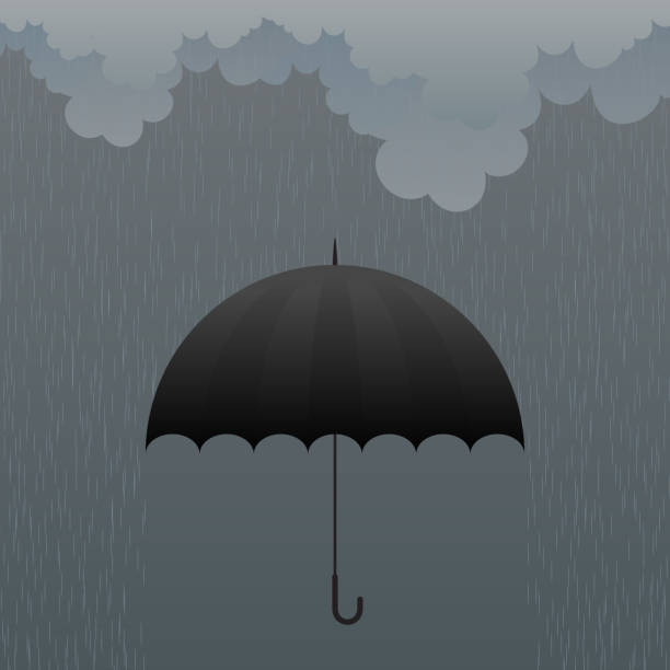 ilustrações de stock, clip art, desenhos animados e ícones de guarda-chuva na chuva - protection insurance dark rain