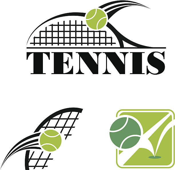 테니트 기호까지 - tennis tennis racket racket tennis ball stock illustrations