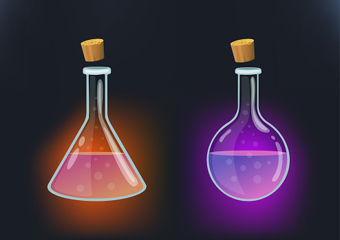 Potions vector cartoon illustrations set