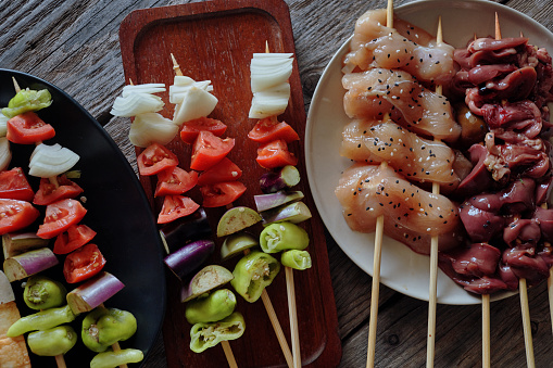 Skewer meat and vegetable, Barbecue party