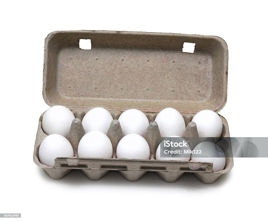 ten eggs in pack ten eggs in pack isolated on white Animal Egg Stock Photo