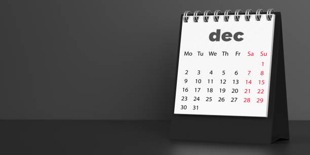 Calendar with date December 25 on wooden background, top view