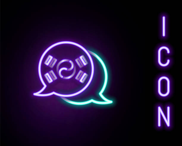 istock Glowing neon line South Korea flag icon isolated on black background. Colorful outline concept. Vector 1631642936